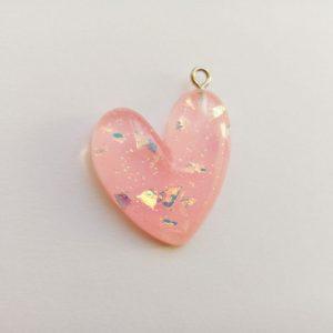 Extra függő charm fityegő szív csillogó rózsaszín