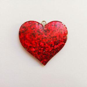 Extra függő charm fityegő nagy szív csillogó piros