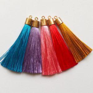 Extra függő selyem bojt charm fityegő színes hosszú