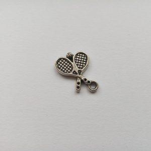 Fém függő charm fityegő ezüst színű sport tenisz teniszütő
